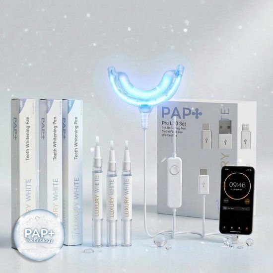 Luxury White Pro-LED Set - Tandenbleek Set - PAP+ Whitening Strips - Teeth Whitening Kit