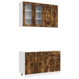 vidaXL Keukenblok LYON 4-delig Gerookt eiken Bewerkt hout
