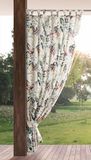 Eurofirany Tuingordijn met lusgordijn, 1 stuks, afneembare lussen, zonwering, inkijkbescherming, winddicht, waterdicht, voor paviljoen, terras, pergola, 155x220 cm, grijze opdruk