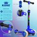KIDIZ® Trottinette - Trottinette à 3 roues - Scooter - Trottinette enfant X-Pro2 avec roues lumineuses LED PU Pédale pliable Trottinette pour enfants Trottinette de ville réglable en hauteur pour garçons et filles 3-12 ans - Noir / Bleu