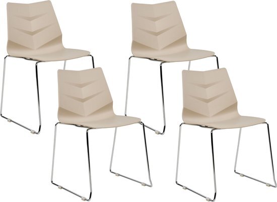 HARTLEY - Eetkamerstoel set van 4 - Beige - Plastic