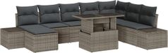 vidaXL Tuinbank Set 9-delig Grijs Polyrattan