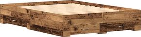 vidaXL Bedframe met lade en opslag Oud Hout 140 x 200 cm Bewerkt hout