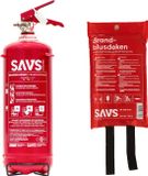 SAVS Brandblus box - Poeder groot - Brandblusser poeder 3 kg & Blusdeken 100 x 100 cm
