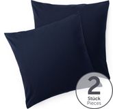 Blumtal - Set Van 2 Kussenslopen - Superzachte Premium Jersey Kussenhoes - 100% Katoen - 60 x 60 cm - Donkerblauw