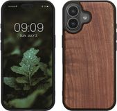 kwmobile telefoonhoesje geschikt voor iPhone 17 - Hoesje met bumper in donkerbruin - Backcover - hout