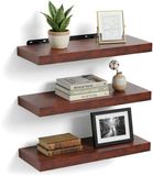 Merkloos / Sans marque Relaxdays Wandplank zwevend - set van 3 - 60 cm - industrieel - bruin-zwart