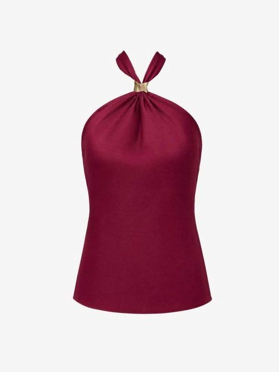 NIKKIE N-Brands Retail B.V. Dames top nikkie GRAPE 38 Katoen Mouwloos Halter Effen Lang Herfst/Winter 2026
