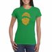 Bellatio Decorations T-shirt de Noël pour femme - vert - tête de Père Noël - impression paillettes - or XL