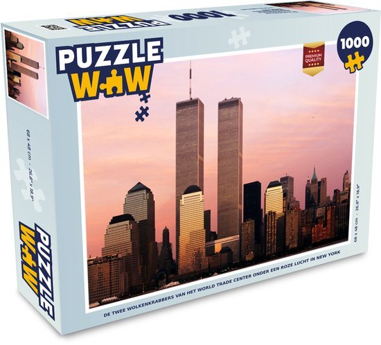 MuchoWow Puzzel De twee wolkenkrabbers van het World Trade Center onder een roze lucht in New York - Legpuzzel - Puzzel 1000 stukjes volwassenen