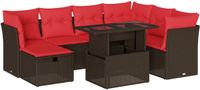 vidaXL 8-delige tuinbankset met kussens, bruin, polyrotan