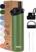 VANN® Bouteille à boire en acier inoxydable à 3 parois 650 ML avec paille pour adultes – Avec 5 accessoires – Thermos – 24h froid/12h chaud – Vert – VANN Ultimate Bottle®