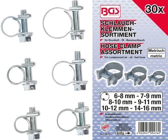 BGS technic Slangklem assortiment - 30 stuks - Ø 6 mm