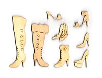 Petra's knutsel-News A-PZH32S houten set "schoenen", 8 verschillende designs, 32-delig, 4 stuks