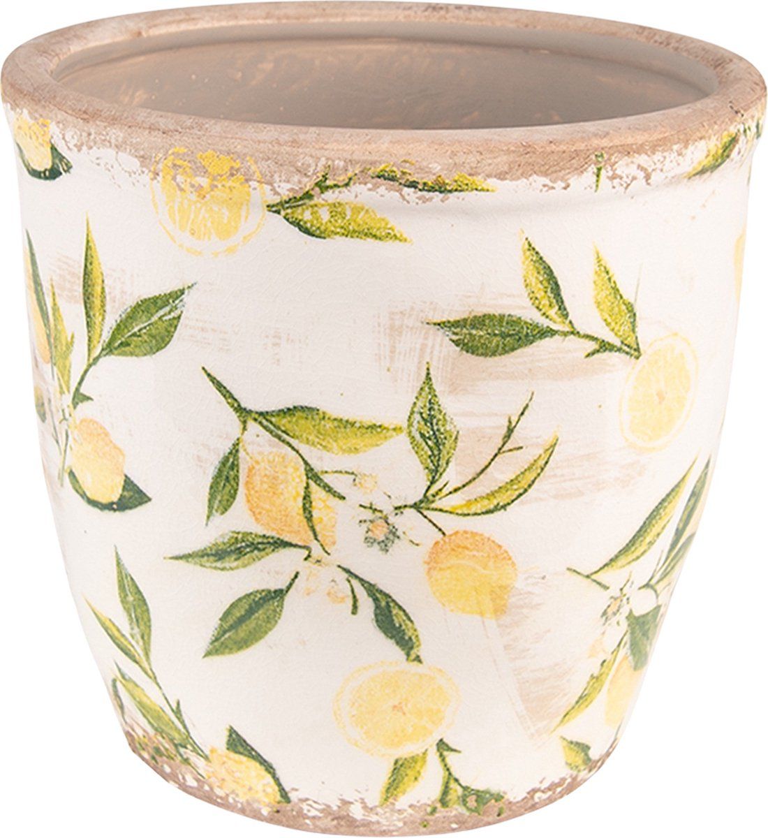 Clayre & Eef Bloempot Ø 17x16 cm Geel Keramiek Citroen