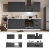 Vicco Complete keukeneenheid Fame-Line, Donkergrijs/Wit, 230 cm, WB Eik