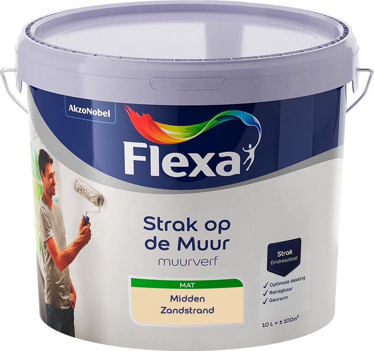 FLEXA Strak op de Muur Muurverf - Mat - Midden Zandstrand - 10 liter