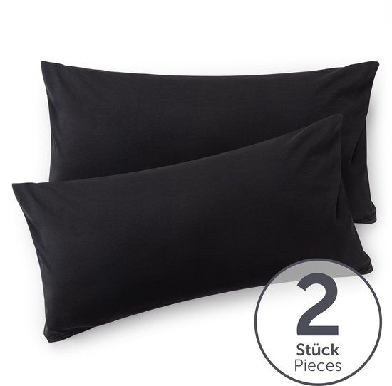 Blumtal - Set van 2 Kussenslopen - 40 x 60 cm - Zwart - 100% Katoen - Jersey
