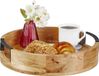 Merkloos Relaxdays Houten Dienblad - Rond - Mangohout - 7,5 x 35 cm - Met Handgrepen - Landelijk