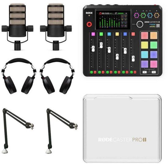 RØDE Rode RodeCaster Pro II 2-Personen Bundle met 2 PodMic, PSA1+ en NTH-100