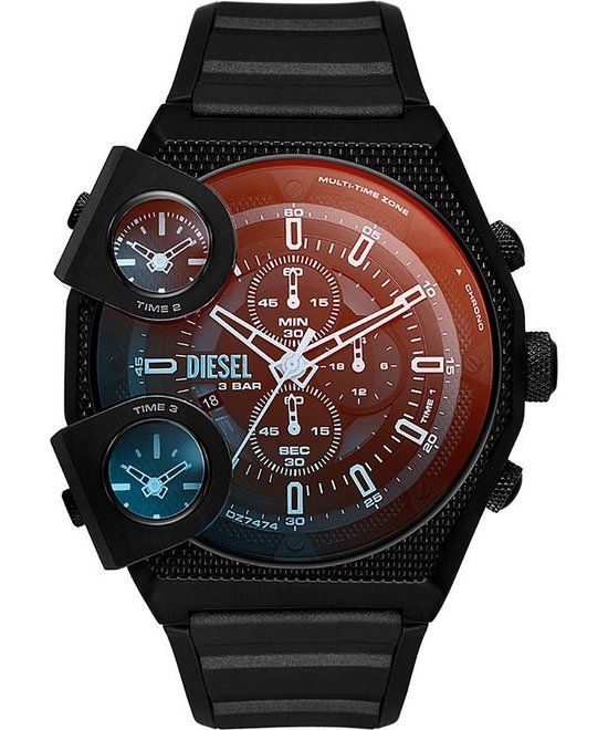 Diesel Sideshow DZ7474 Herenhorloge - Zwart - 52 mm - Siliconen Band