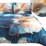 SATYNLOVE PREMIUM Housse de couette en satin de coton 160x200cm Dessin de fleurs Multicolore