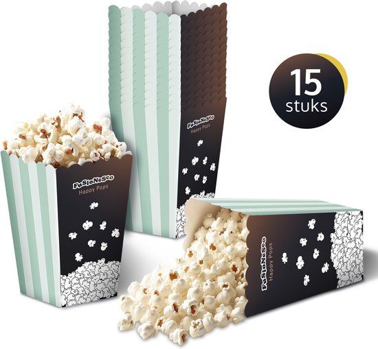 JAP Appliances Happy Pops Box - 15 Popcorn bakjes - Stevige popcorn zakjes