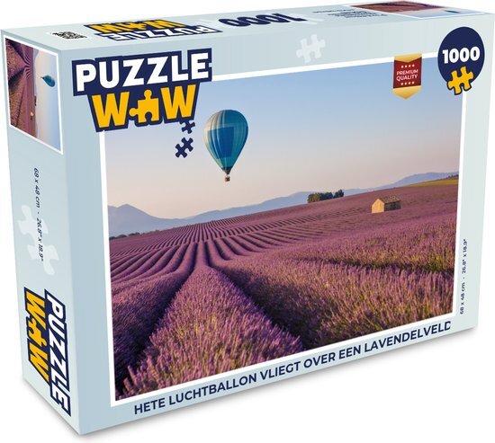 MuchoWow Puzzel Hete luchtballon vliegt over een lavendelveld - Legpuzzel - Puzzel 1000 stukjes volwassenen