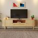 MODFU - Meuble TV - Tiroir en rotin et passe-câbles - Moderne - Salon - MDF - Naturel