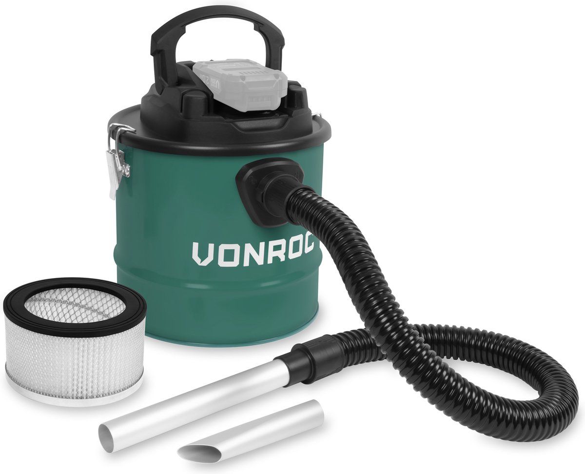 VONROC Accu aszuiger VPower 20V – 12L reservoir – HEPA-filter - Excl. accu en snellader