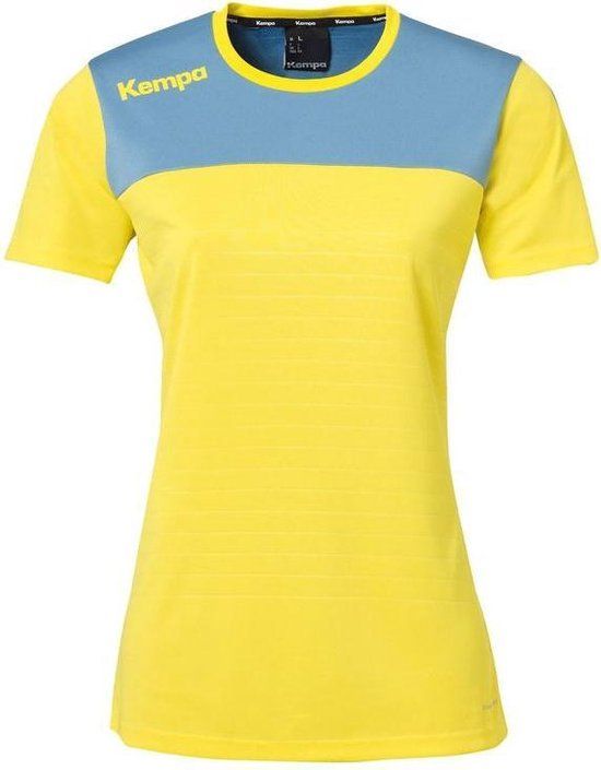 Kempa Emotion 2.0 Shirt Korte Mouw Dames - Limoen Geel/Dove Blauw - Maat XS