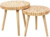 HOME DECO FACTORY Bijzettafel - Set van 2 - Hout - Metaal - Rond - Lichtbruin