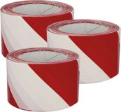 AMIG Afzettape - 3x - rouge/blanc - 50 mm x 30 m - PVC - Ruban de signalisation - Auto-adhésif