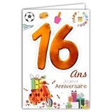 Age MV Joyeux Anniversaire 69-2016 kaart voor jongens en meisjes, 16 jaar, speciaal voor jongens en meisjes, scooter, geschenken Hamburger Basket Foot nagellak Happy Birthday
