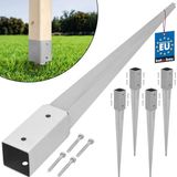 KOTARBAU® 4 stuks Paalhouder met Punt - Paalvoet - Verzinkt Staal - 75 cm - Zilver - 61 x 61 mm