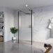 Fortifura Galeria Douchecabine - 90x200cm - helder geribbeld - antikalk - 8mm veiligheidsglas - 2 zijwanden 40cm - wandsteunen en hoekprofielen - zwart mat