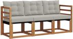 vidaXL Acacia Hout Bank Loungeset 3-zits Naturel et Gris Clair