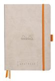 RHODIA 117765C - Soepel Notitieboek Bullet Journal Goalbook Beige - A5 14,8 x 21 cm - Kleine Ruitjes - 240 pagina's - Clairefontaine Ivoor Papier 90 g/m² - 2 Leeslinten, Elastieksluiting - Imitatieleer