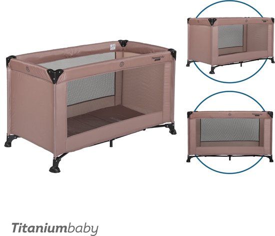 Titaniumbaby Campingbed SMART Jordan 60x120 cm Taupe inclusief draagtas