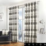 Fusion Balmoral Check 100% Cotton Eyelet Curtains Slate 66" x 54"