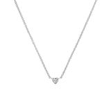 Lucardi Dames Stalen ketting hart met zirkonia - Ketting - Staal - Zilverkleurig - 47 cm