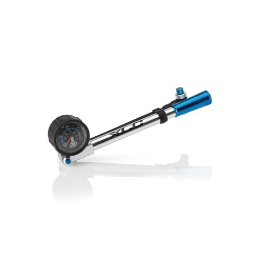 XLC HighAir Pro PU-H03 Suspensionpomp, nauwkeurige veerinstellingen voor je fiets, PU-H03, zilver, blauw