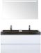 BES LED Maxx XL Badmeubelset 120 cm - Wit Hoogglans - Wastafel Lucca Dubbel 2 Kraangaten met LED Spiegel
