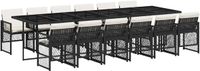 vidaXL 13-delige Tuinset met Kussens Poly Rattan Zwart