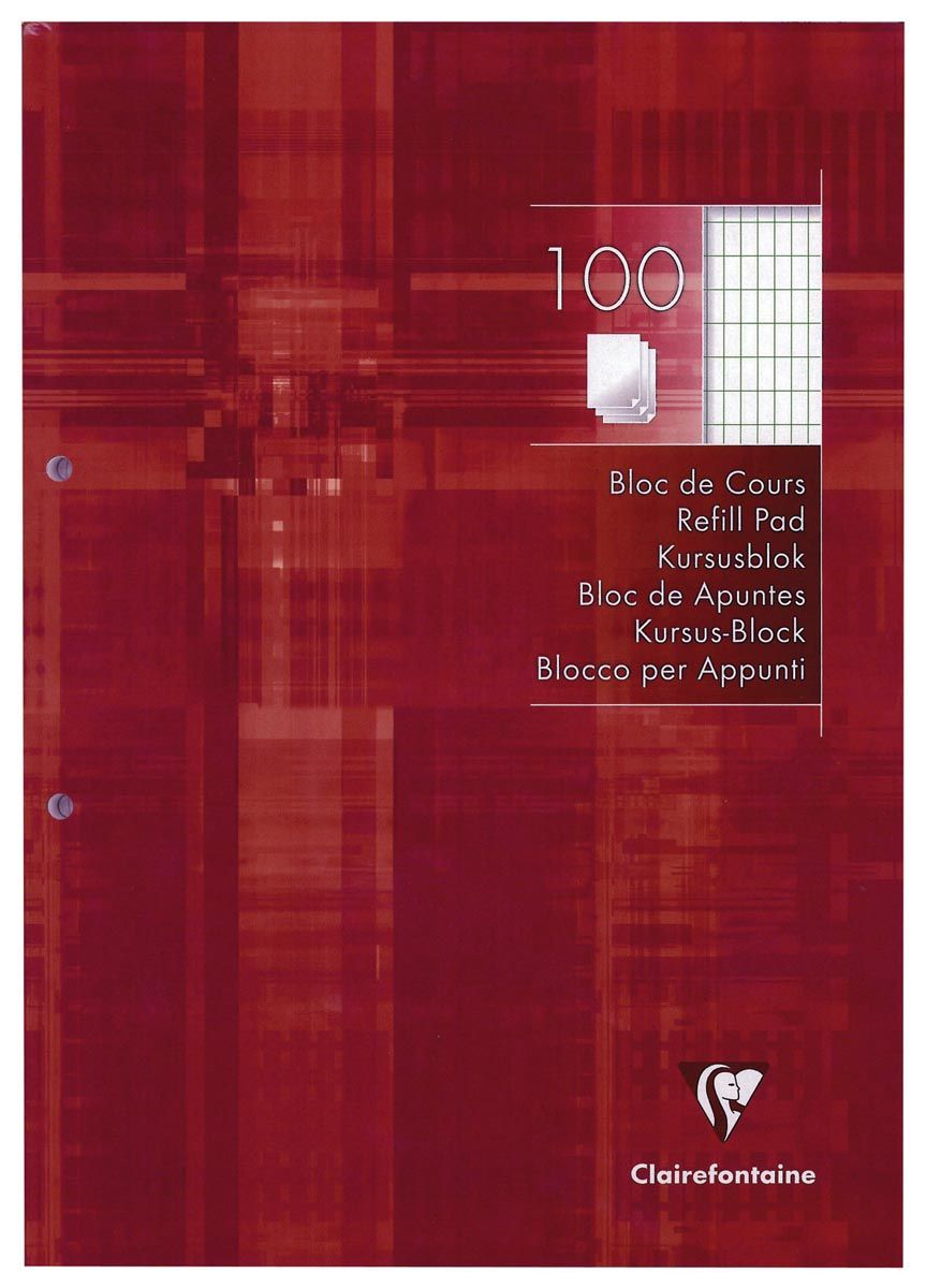 Clairefontaine 5813C Notitieblok Rood Geruit A4 100 vellen