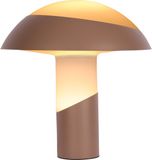 Atmooz Toronto Tafellamp – Ø30 cm mushroom kap – decoratieve tafellamp woonkamer – geïntegreerde LED 3000K – bruine metalen voet met witte glas kap – dimbare sfeerlamp via wandschakelaar – modern design – bruin en wit