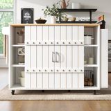MODFU Keukeneiland - Met Klapblad En Schuifdeuren - Modern - Voor Keuken - MDF - Wit - 110 x 42 x 90 cm