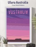 Uluru Australia Cross Stitch Pattern: A Retro Travel Poster Embroidery Chart