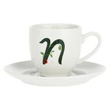 Porcellana Solotua koffiebeker met schotel letter 'N' 3 Oz in geschenkdoos
