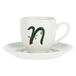 Porcellana Solotua koffiebeker met schotel letter 'N' 3 Oz in geschenkdoos